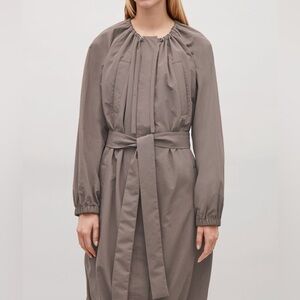 COS Cinched Neck Nylon Coat Taupe